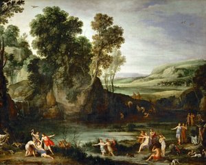 Franciául:  Diane découvrant la grossesse de Callisto Landscape with Diana Discovering the Pregnancy of Callisto