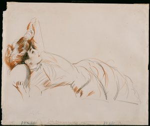 Elegáns hölgy fekve alkotó: Paul Cesar Helleu