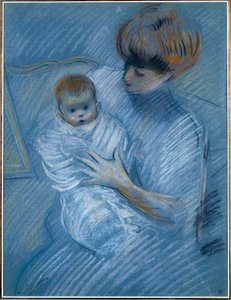 Anyaság. Paul Helleu (1859-1927) rajza, XX. Egy anya gyermekével portréja. Bayonne, Musee Bonnat alkotó: Paul Cesar Helleu