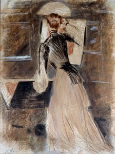 Madeleine Carlier egészalakos portréja. Helleu Pál (1859-1927), XX. század. Bayonne, Bonnat Múzeum alkotó: Paul Cesar Helleu