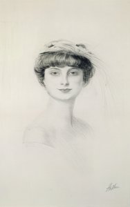 Anna de Noailles (1876-1933) portréja (gipszmetszet, papír) alkotó: Paul Cesar Helleu