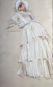 Hátulról dőlve álló nő (pasztell) alkotó: Paul Cesar Helleu