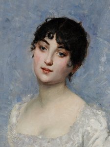 Fiatal hölgy fehérben alkotó: Paul Cesar Helleu