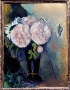 Virágok kék vázában Paul Cezanne (1839-1906) festménye 19. századi nap. 0,3x0,23 m Párizs, Musee de l