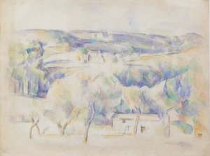 Ház és liget, 1890 körül (ceruza és akvarell papíron) alkotó: Paul Cézanne