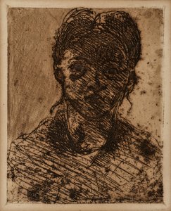 Leányfej. Paul Cezanne (1839-1906) metszete. Rézkarc. Mérete: 32,5x25 cm. Musee Granet, Aix En Provence. alkotó: Paul Cézanne