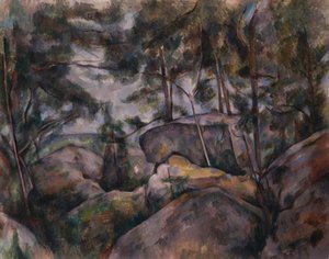 Sziklák az erdőben alkotó: Paul Cézanne