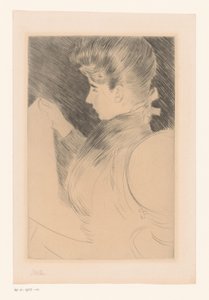 Egy ismeretlen olvasó nő portréja alkotó: Paul César Helleu (signed by artist)