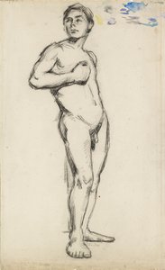Akadémiai tanulmány egy férfi aktról, jobb kezével a mellkasán, 1865 alkotó: Paul Cézanne