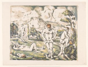 Fürdő férfiak egy dombos tájon Les Grands Baigneurs Baigneurs au repos alkotó: Paul Cézanne