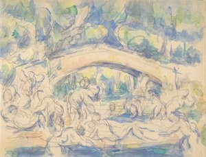 Fürdőzők híd alatt recto, 1900-06. alkotó: Paul Cézanne