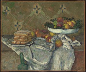 Gyümölcstál és tányér keksz, 1877 körül (olaj, vászon) alkotó: Paul Cézanne