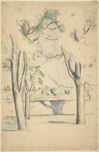 Mont Sainte-Victoire A Jas de Bouffan falán túl látható alkotó: Paul Cézanne