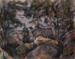 Sziklák az erdőben, 1890-es évek. alkotó: Paul Cézanne