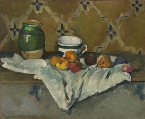 Csendélet üveggel, csészével és almával, 1877 körül