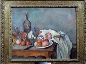 Paul Cezanne (1839-1906) Csendélet hagymával festménye 1895 V. 0,66x0,82 m. Párizs, Musee d