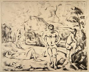 A fürdőzők, 1898 körül (litho) alkotó: Paul Cézanne