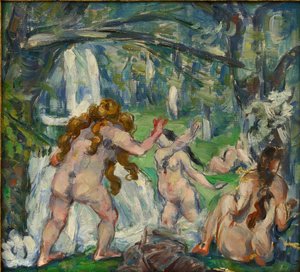 ""Három fürdőző"" Paul Cezanne (1839-1906) festménye 1875 Olaj, vászon - méret 30,5x33cm Magángyűjtemény alkotó: Paul Cézanne