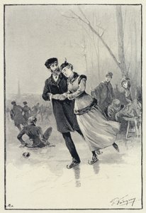 Illusztráció Anna Kareninához: Levin és Kitty a jégen (litho)