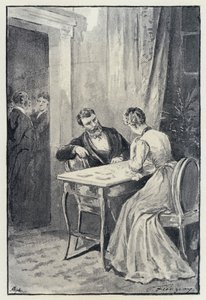 Illusztráció Anna Kareninához: Levin megkér Kitty-t (litho)