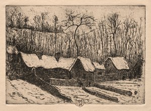 Hat rézkarc: A nádfedeles pékség, Auvers, 1895.