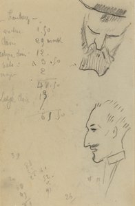 Egy szakállas férfi és egy férfi profilban [verso] alkotó: Paul Gauguin