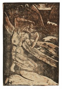 Egy halász iszik a kenuja mellett alkotó: Paul Gauguin