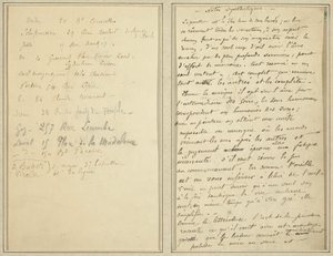 Címlista; Kéziratos oldal [recto] alkotó: Paul Gauguin