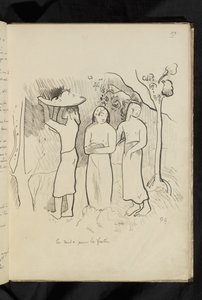 Előtte és utána - rajz "Útban a lakoma felé" alkotó: Paul Gauguin
