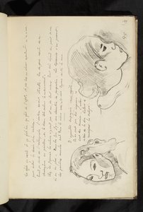 Avant et après - szöveg és két rajz egy lány fejéről alkotó: Paul Gauguin