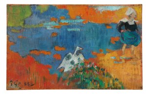 Breton lány és egy liba a vízparton, 1888 alkotó: Paul Gauguin