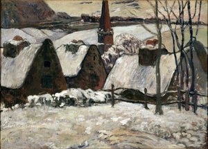 Breton falu a hó alatt (olaj, vászon alkotó: Paul Gauguin