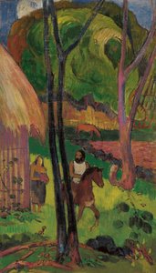 Lovas a kunyhó előtt, 1902. alkotó: Paul Gauguin