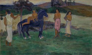 Kompozíció figurákkal és lóval alkotó: Paul Gauguin