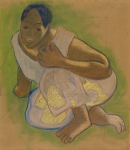 Guggoló tahiti nő: Tanulmány a házasságkötésről alkotó: Paul Gauguin