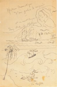 Rajz a fiatal Jacques Bousquet, Pont-Aven vagy Le Pouldu, 1889-90 számára készített rajzalbumból alkotó: Paul Gauguin