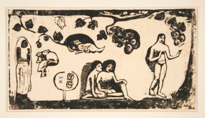 Nők, állatok és levelek [Women, Animals and Leaves] alkotó: Paul Gauguin