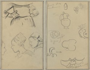 Négy tanulmány a breton nőkről; Formák és vázák [verso] alkotó: Paul Gauguin