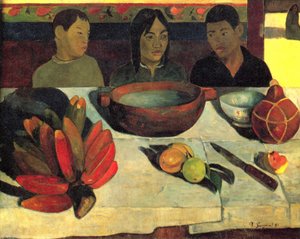 Franciául:  Le repas (Les bananes) Az étkezés (A banánok) alkotó: Paul Gauguin