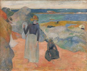 Franciául:  Sur la plage en Bretagne A tengerparton alkotó: Paul Gauguin