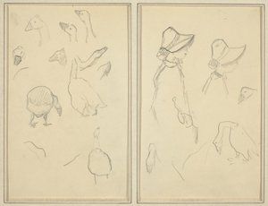Libák; Girls in Bonnets, Geese [recto] alkotó: Paul Gauguin