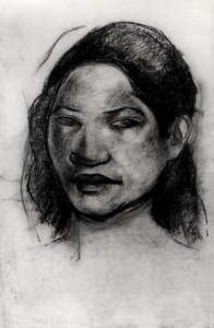 Tahiti feje (faszén papíron) alkotó: Paul Gauguin