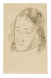 Egy tahiti nő feje (recto), anatómiai részletek vázlatai (verso) alkotó: Paul Gauguin