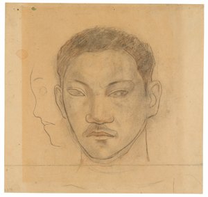 Tahiti fej, jobbra egy második fej profiljával alkotó: Paul Gauguin