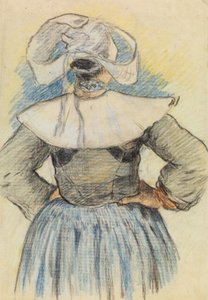 La Bretonne, Pont-Aven 1886 körül (kréta papíron) alkotó: Paul Gauguin