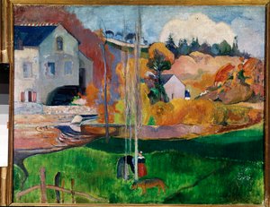 Táj Bretagne-ban, a Dávid malom (olaj, vászon alkotó: Paul Gauguin