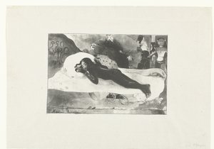 Fekvő lány és a halottak szellemei A halottak szellemei látják Manao tupapau (cím a tárgyon) alkotó: Paul Gauguin