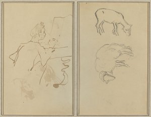 Ember zongorázik; Két bárány [verso] alkotó: Paul Gauguin