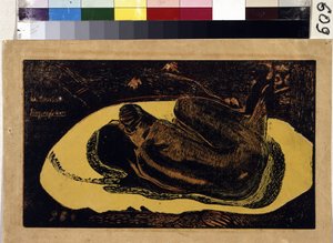 Manao Tupapau (A halottak szelleme virraszt). Paul Gauguin metszete (1848-1903) alkotó: Paul Gauguin