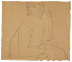 Ülő tahiti nő (a Te faaturuma [Álmodozás] című festményhez kapcsolódik) alkotó: Paul Gauguin